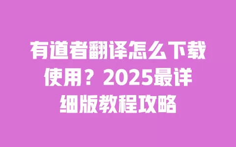 有道者翻译怎么下载使用？2025最详细版教程攻略 一