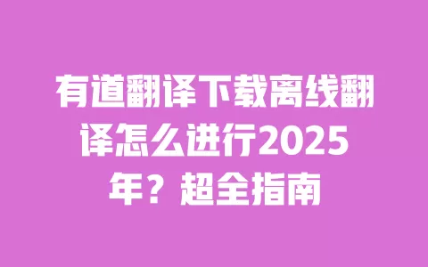 有道翻译下载离线翻译怎么进行2025年?超全指南 一