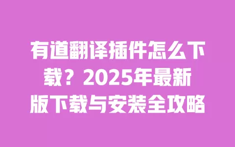 有道翻译插件怎么下载？2025年最新版下载与安装全攻略 一