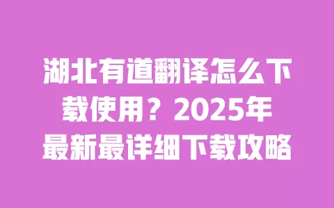 湖北有道翻译怎么下载使用?2025年最新最详细下载攻略 一