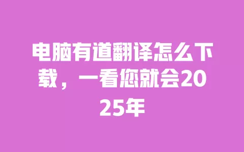 电脑有道翻译怎么下载，一看您就会2025年 一