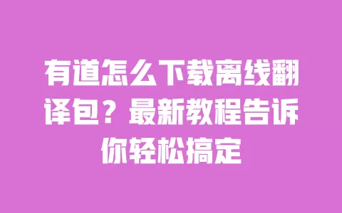有道怎么下载离线翻译包?最新教程告诉你轻松搞定 一