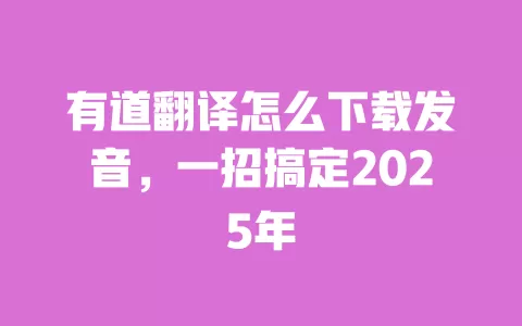 有道翻译怎么下载发音，一招搞定2025年 一