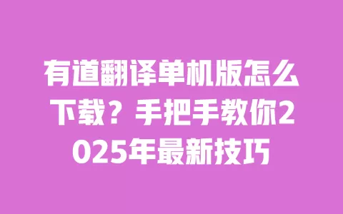 有道翻译单机版怎么下载?手把手教你2025年最新技巧 一