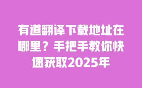 有道翻译下载地址在哪里？手把手教你快速获取2025年 一