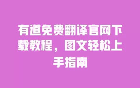 有道免费翻译官网下载教程,图文轻松上手指南 一