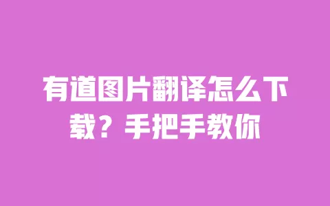 有道图片翻译怎么下载？手把手教你 一