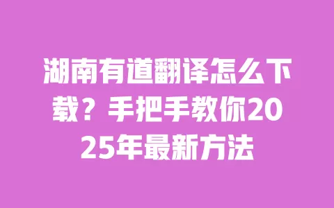 湖南有道翻译怎么下载？手把手教你2025年最新方法 一