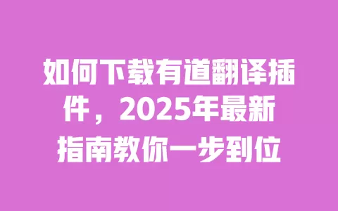 如何下载有道翻译插件,2025年最新指南教你一步到位 一