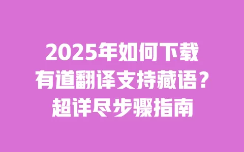 2025年如何下载有道翻译支持藏语?超详尽步骤指南 一