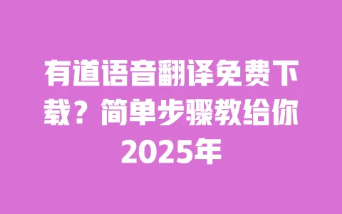 有道语音翻译免费下载？简单步骤教给你2025年 一