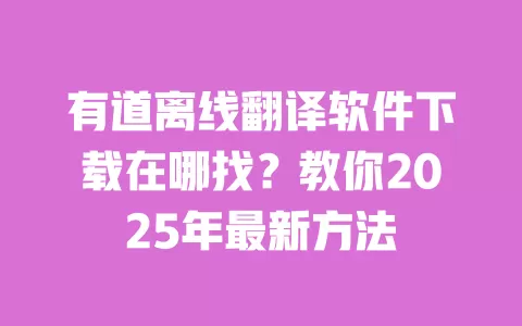 有道离线翻译软件下载在哪找?教你2025年最新方法 一