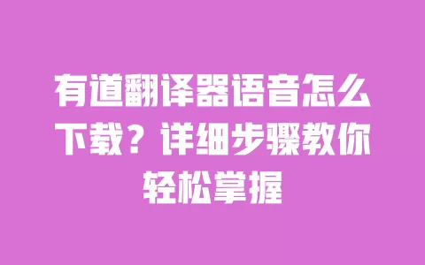 有道翻译器语音怎么下载?详细步骤教你轻松掌握 一