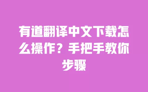有道翻译中文下载怎么操作？手把手教你步骤 一