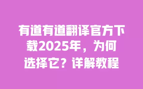 有道有道翻译官方下载2025年，为何选择它？详解教程 一
