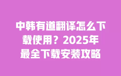 中韩有道翻译怎么下载使用?2025年最全下载安装攻略 一