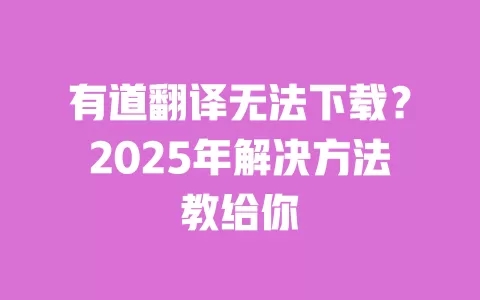 有道翻译无法下载?2025年解决方法教给你 一