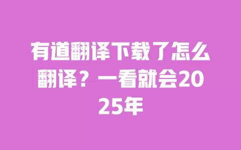 有道翻译下载了怎么翻译？一看就会2025年 一