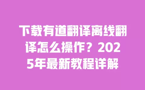 下载有道翻译离线翻译怎么操作？2025年最新教程详解 一
