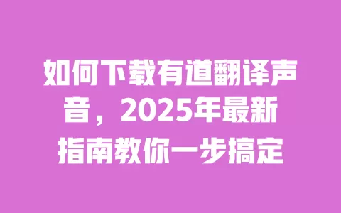 如何下载有道翻译声音,2025年最新指南教你一步搞定 一