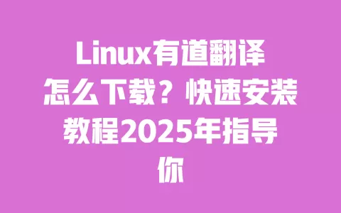 Linux有道翻译怎么下载？快速安装教程2025年指导你 一